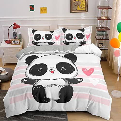 Ropa de cama impresa 3D con funda de edredón de panda King 220x240cm para cama matrimonial