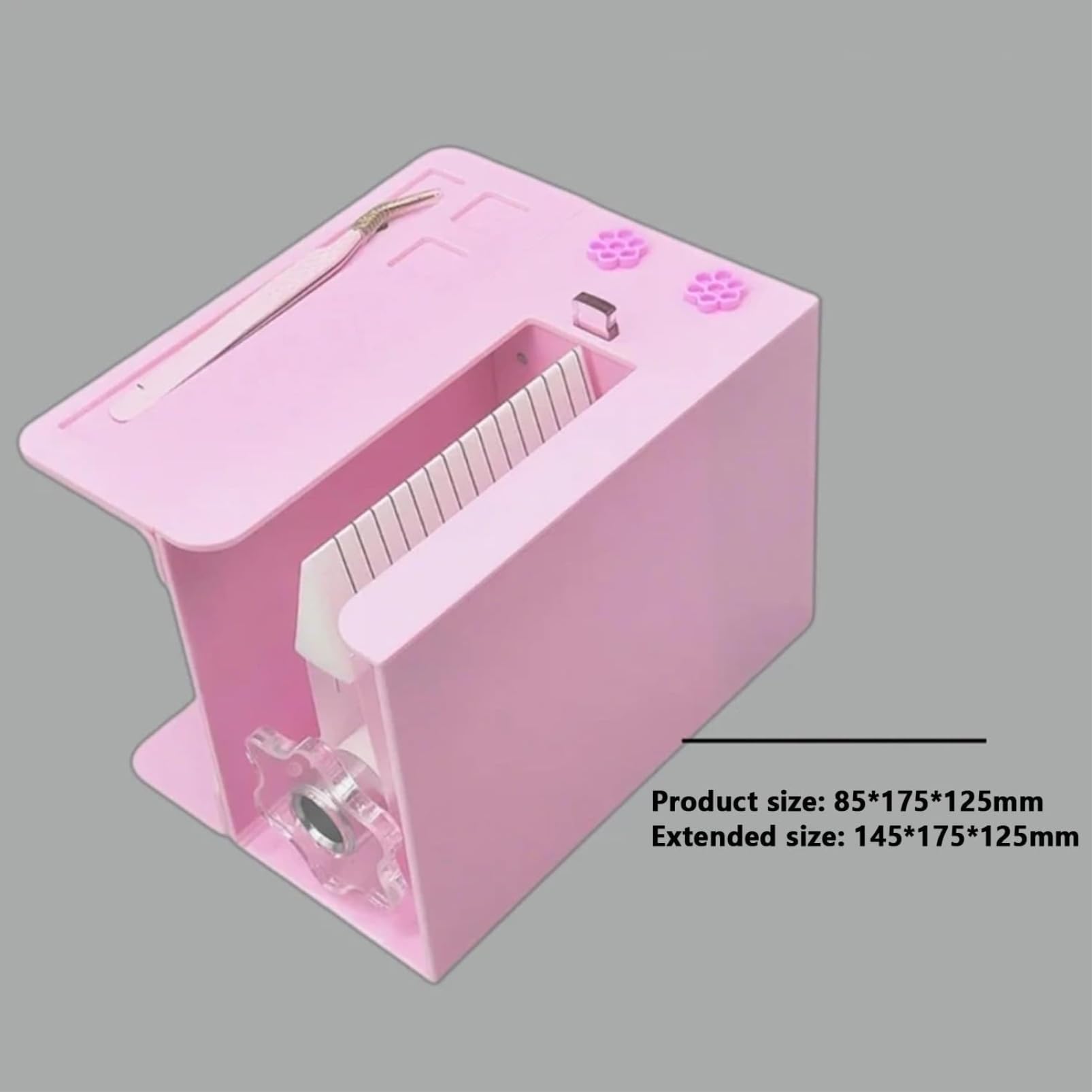 Macchina estensibile Lash Fan Maker, Macchina di fioritura delle ciglia, Materiale acrilico, Rotazione manuale, Con scanalatura per archiviazione capelli e scanalatura magnetica per pincette