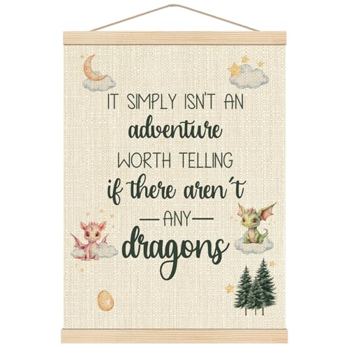 Image of Boat Wades Dragon Nursery Decor Wooden Poster Hangers, Nursery Wall Decor, Kids Room Decor, Boys Room Wall Decoration,16x24 Inch