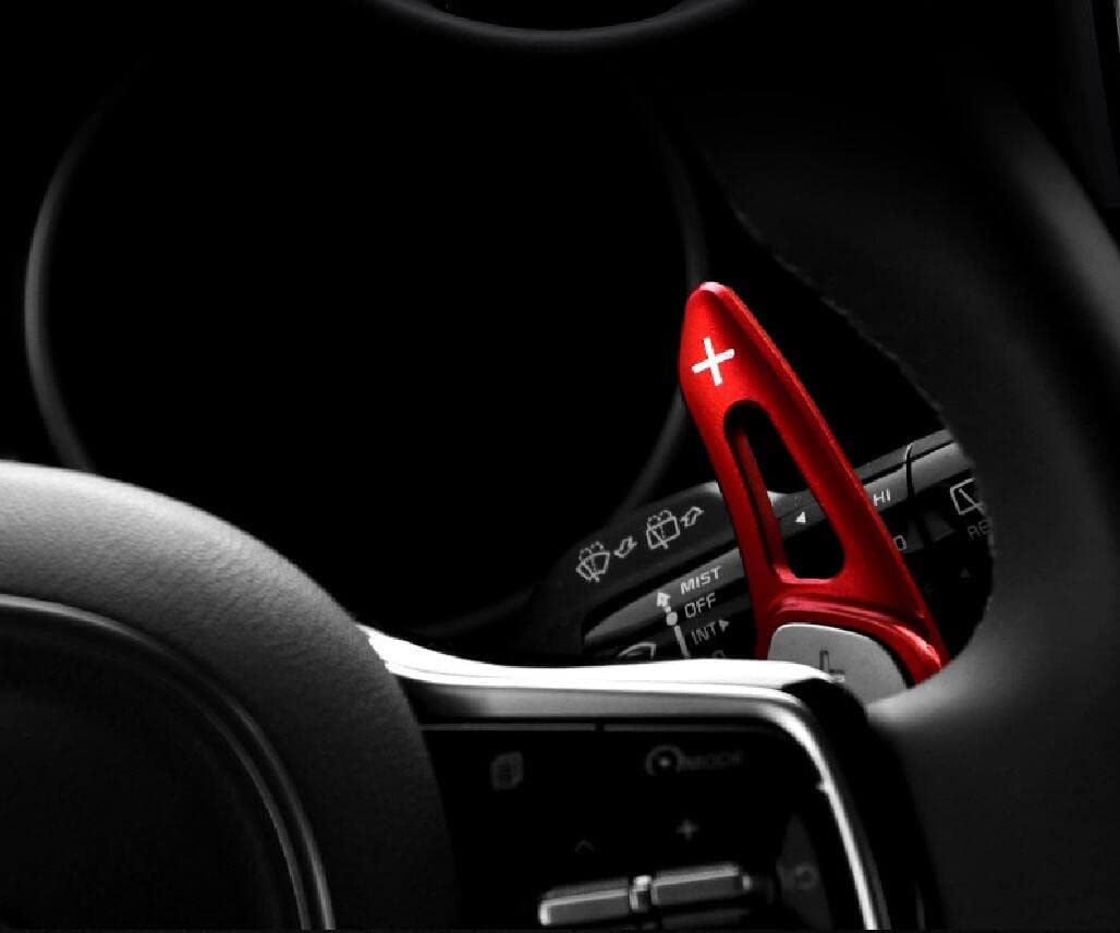 Cnaurda Red Matte Style Aluminum Car Steering Wheel Paddle Shifter Extension Paddle Extended Cover Trim Compatible with 2017-2020 Genesis G80(DH) Sport Accessories…