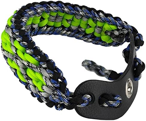 SUNYA Archery Bow Wrist Sling, 550 Paracord Strap Comfortable on Hand.100% Full Grain Leather Yoke, Multiple Camo Colors.Fit Compound Bow Stabilizer & Recurve.
