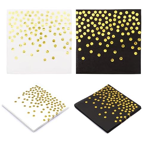 Scettar Black and Gold Party Napkins Cover