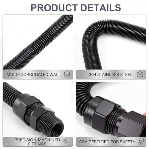 Image of 5 /8 inch Od x 1 /2 inch Id 24 inch Gas Line hose Connector, 304 SS Flexible