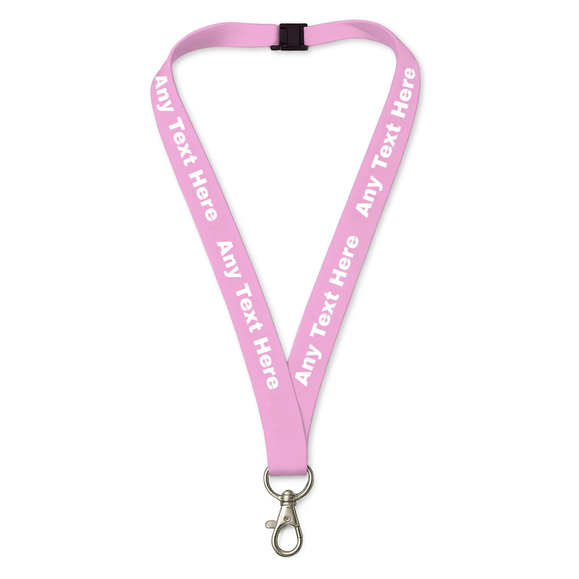 Printed Lanyards Personalised Custom Any Text Colour Lanyard Safety Break ID Card Holder. Visitor Security Company Event Gig Show Staff Teacher NHS Nurse (Pink)