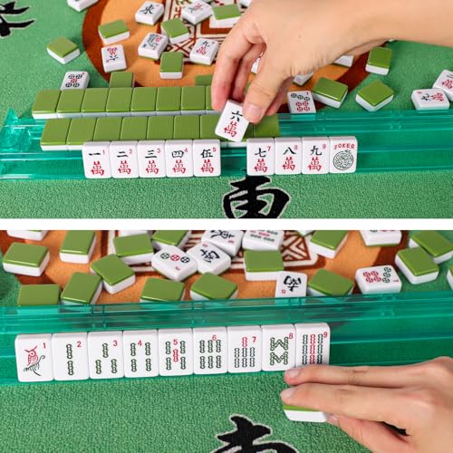 Juego de Mahjong Americano con 166 fichas y bolsa verde miniatura 5