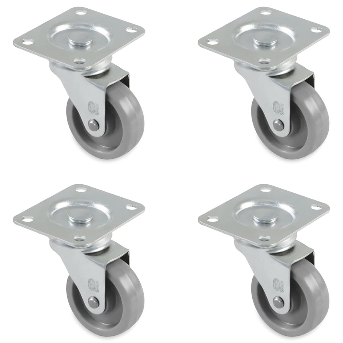 Amig - Pacco di 4 ruote per mobili mod. 2500 con piastra e cuscinetti. Misura: diametro 40 mm. Carico massimo per ruota: 22 kg. Realizzate in nylon, colore grigio, senza freno.