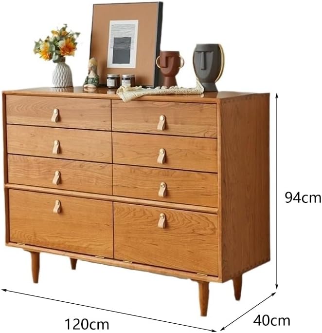 BGGJJ Sideboard Cabinet 120x40x94cm Cherry Wood Chest of Drawers Pure Solid Storage Cabinet Simple Eight-Drawer of Log Bedroom Sideboard Cabinet with Storage