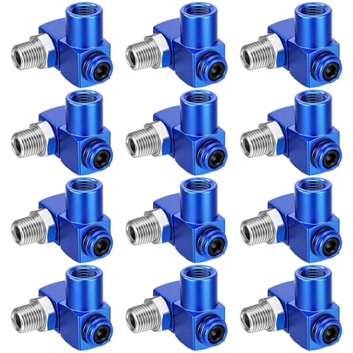 Image of 12 Packs 1 /4 Inch NPT 360 Degree Swivel Air Hose Connectors, Industrial Air Hose Fittings and Portable Compressor Tool Fittings (Blue)