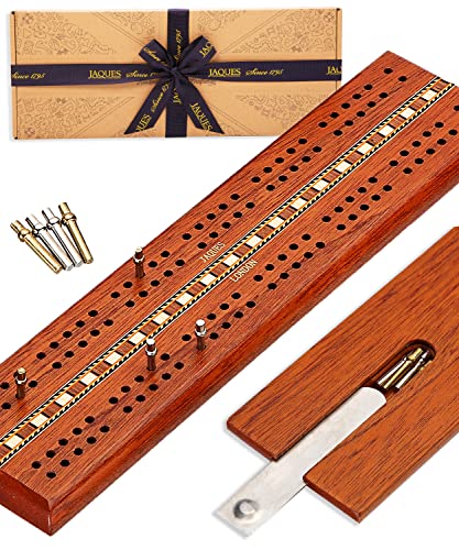 Jaques of London Cribbage Board | Luxury Mahogany Cribbage Board with Pegs | Traditional Games | Since 1795