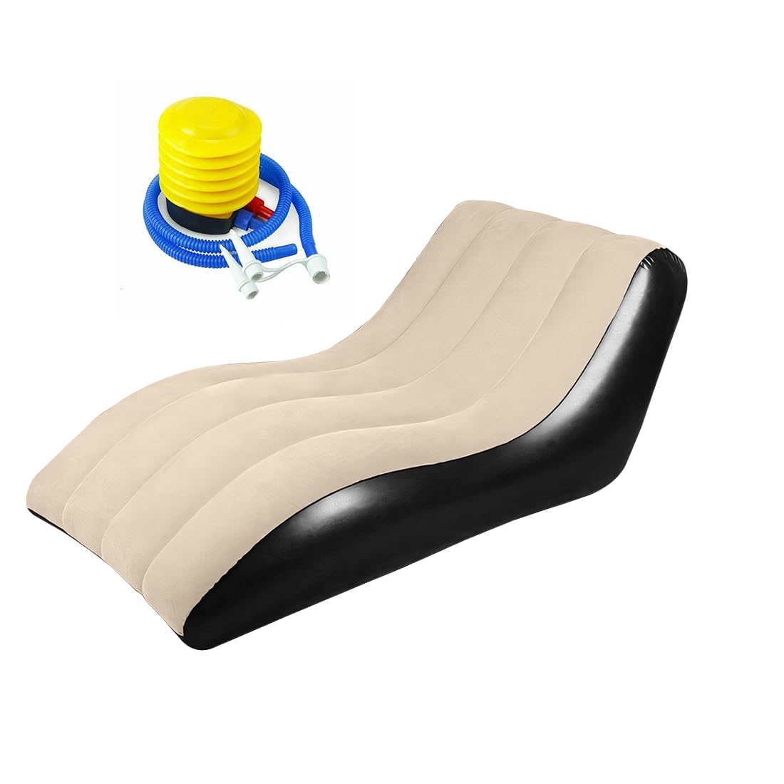 Aufblasbares Sofa, Aufblasbarer Sessel, Luftsofa, Campingsofa, Tragbare Flocking Aufblasbare Couch mit Beflockter Oberfläche für Outdoor Camping Strand Wohnzimmer (Khaki-A)