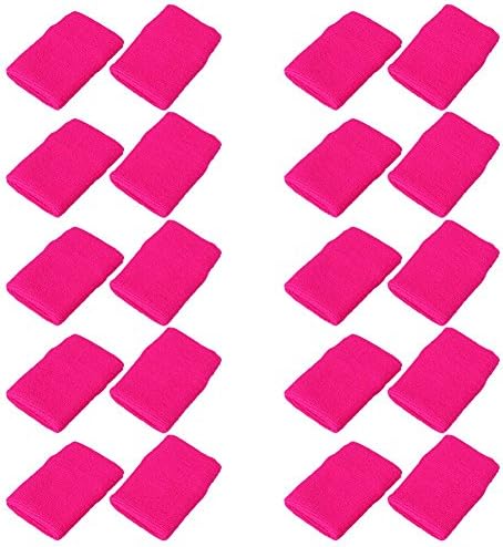 Mallofusa 10 Pack Colorful Sports Basketball Football Absorbent Wristband Party Outdoor Activity (Rose)