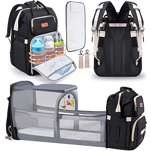 Image of Bubblbay 8 in 1 Baby Diaper Bag Backpack, Diaper Changing Totes 900D Oxford Waterproof Baby Bags for Boys Girl Travel with Bed Mat Pad, Large Capacity Shower Gifts