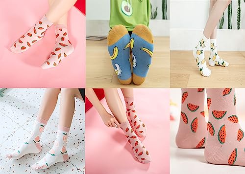 Joylife Fruit Embroidered Crew Socks Cute Pattern Quartz Sock Funny Dress Socks for Women, Ladies, Girls3