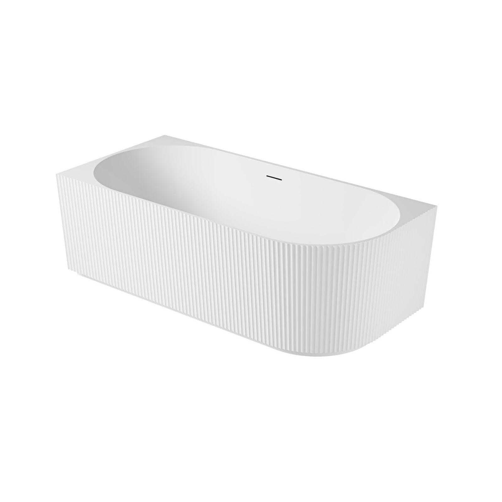 MOB-IN Baignoire striée acrylique Lucite STRIA semi-îlot blanche 170cm - Angle gauche
