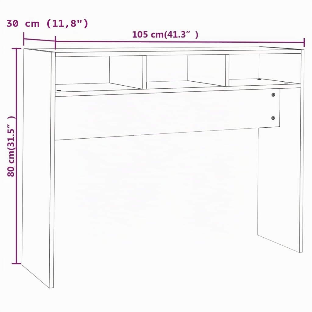vidaXL Tavolino Consolle Grigio Cemento 105x30x80cm Legno Multistrato