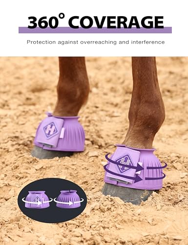 Image of Harrison Howard Rubber Bell Boots for Horses, Hoof Overreach Protection for Horses, w /Upgraded Leather Touch Tape