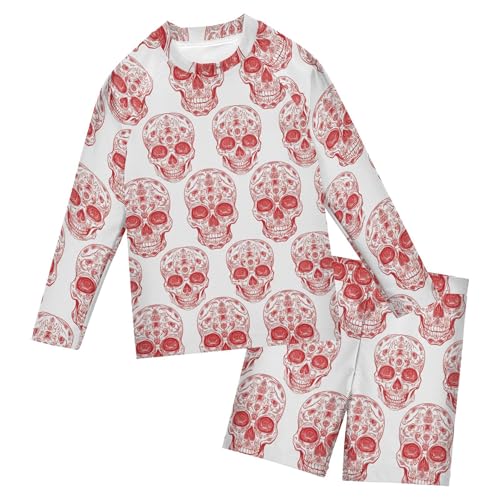 Red Skull Baby Boys' Toddler Long Sleeved Rashguard Swim Bathing Suit Set B0404377