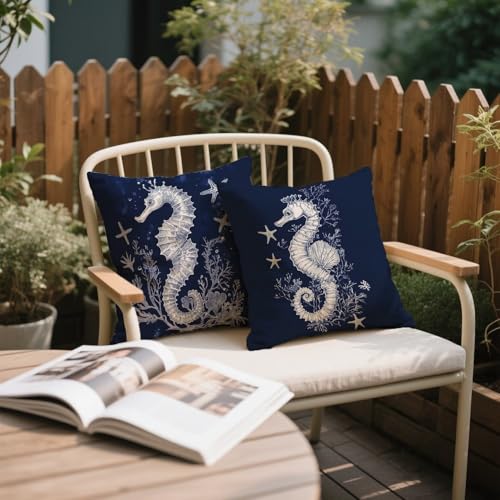 Housse de coussin marine imperméable 35x35 cm lot de 4 pour extérieur et salon k-1146 - 4