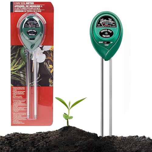 3-in-1 Bodentester für Feuchtigkeit, pH-Wert & Licht – Bodenmessgerät mit präziser Doppelnadel-Technologie, kein Batteriebedarf, ideal für Garten, Rasen und Pflanzen (26x6 cm, grün)