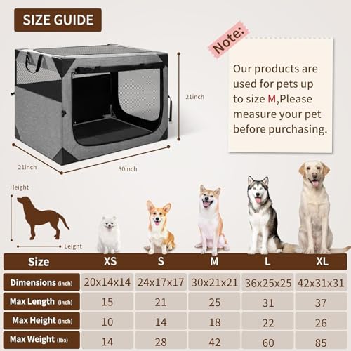 XVISHX casinha de cachorro, casinha de cachorro grande de 30x21x21 polegadas para cães grandes ou mé