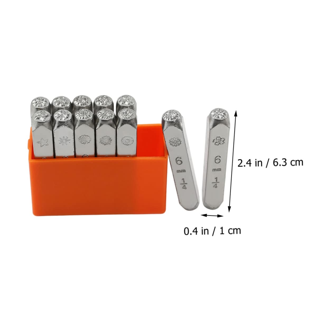 Tampon à Sculpter le Cuir Fleur en Acier, Lot de 12 Set de Set de Pièces