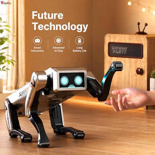 Image of VikriDA Interactive Robot Pet for Kids | Intelligent Programmable RC Pet with 30+ Actions and LED Eyes | Educational STEM Robot Toy for Boys Girls 6 7 8 9 10 11 Year Old