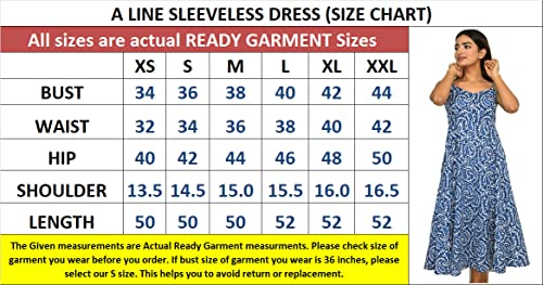 Image of JAIPUR HAND BLOCK Cotton Sleeveless Long Flared A Line Dress|Gown (S00063)
