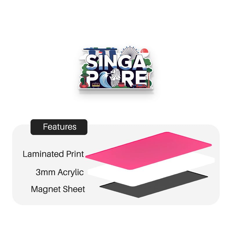 Image of Singapore Fridge Magnet Glossy Finish Fridge Magnets, Stylish Magnet for Fridge, Wardrobe & Metal Surfaces
