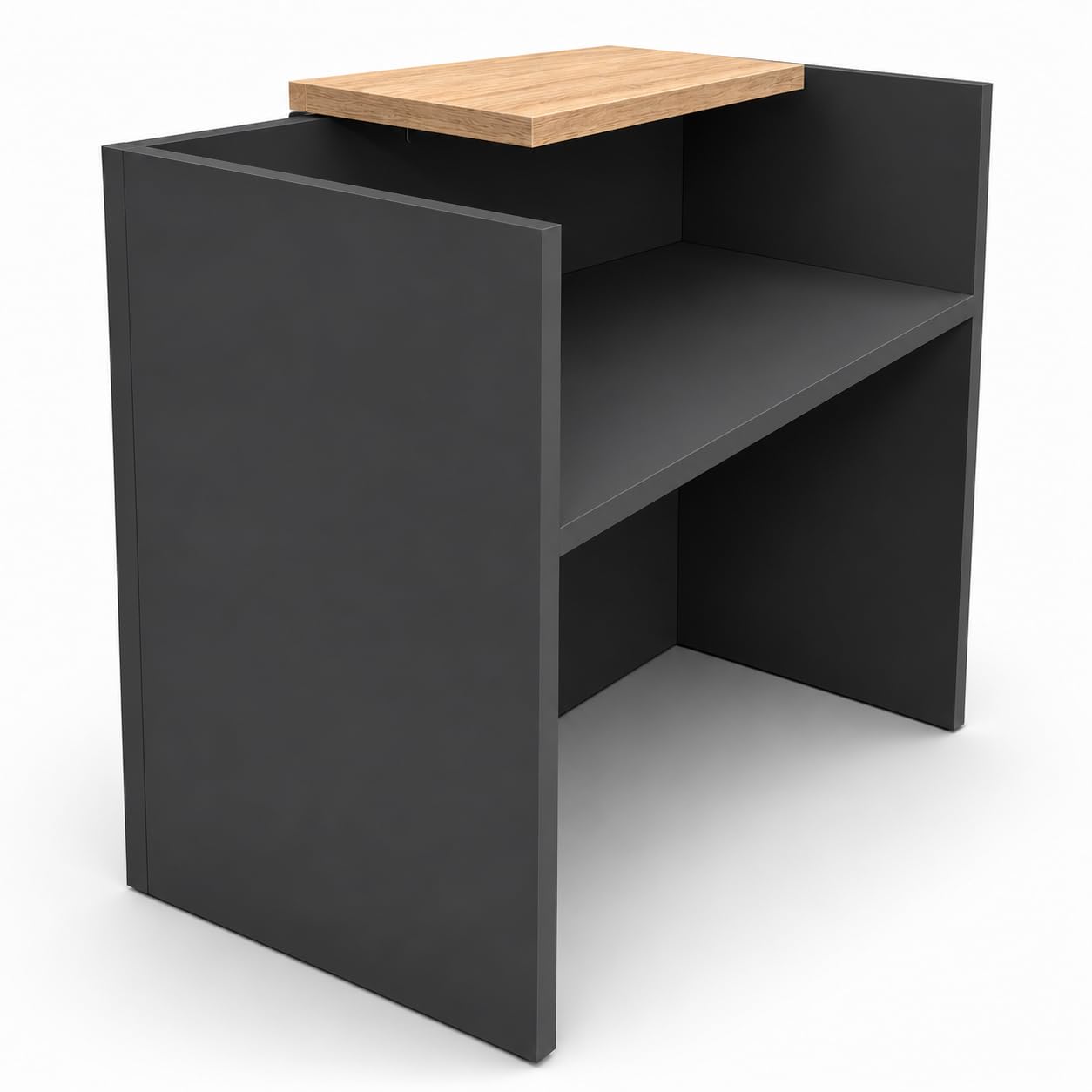 Mostrador de Recepción y Oficina Gris Antracita y Roble. Fabricado en España (100cm Ancho)