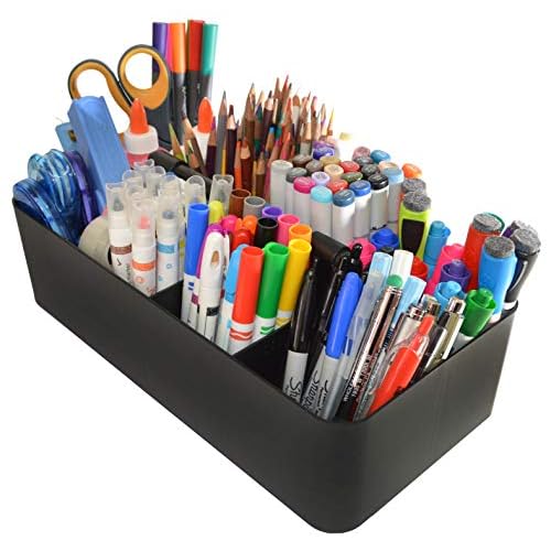 8 Compartments DIY Dividers,Large Portable Caddy, Multi Purpose,Stackable, Modern Solution for School, office, Desktop Endless use of your Choice -MADE IN USA (Black)