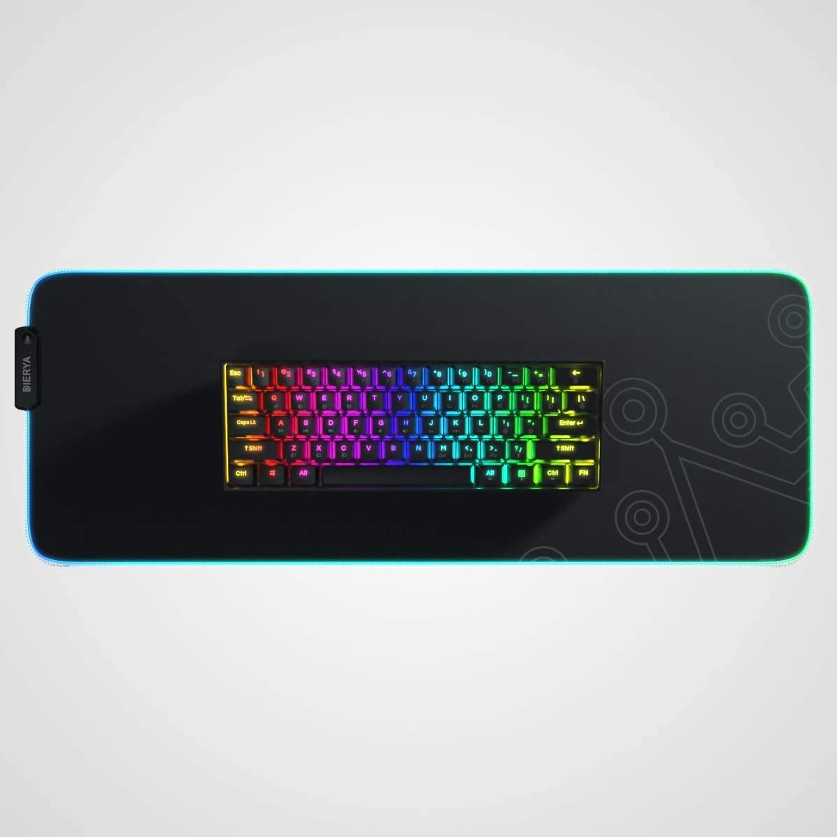 DIERYA DK61E Keyboard with Red Switch and RGB Mouse Pad Combo, 60% Wired Mechanical Gaming Keyboard Perfect Match RGB Gaming Mouse Pad