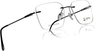 Jodykoes® Premium Rimless Frame for Women and Men: Stylish Rectangle Spectacle Eyeglasses with Anti-Glare Coating Price In India