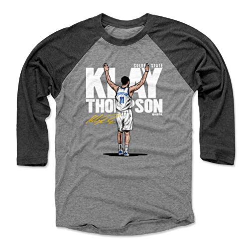 500 LEVEL Klay Thompson Tee Shirt (Baseball Tee, Small, Black/Heather Gray) - Klay Thompson Three W WHT
