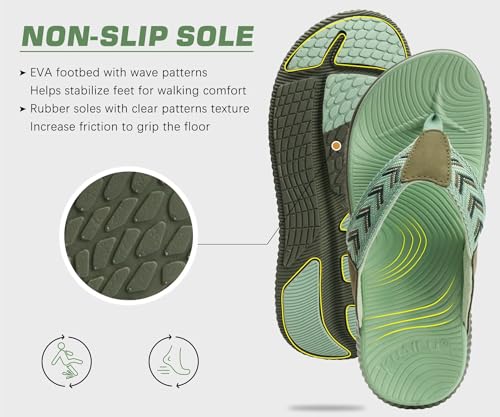 Image of KuaiLu Womens Orthotic Flip Flops with Arch Support Cushion Recovery Sandal | Slip On Yoga Mat Walking Plantar Fasciitis Thong Sandles,Comfortable Summer Ladies Trendy Beach Pool Outdoor Sandalias