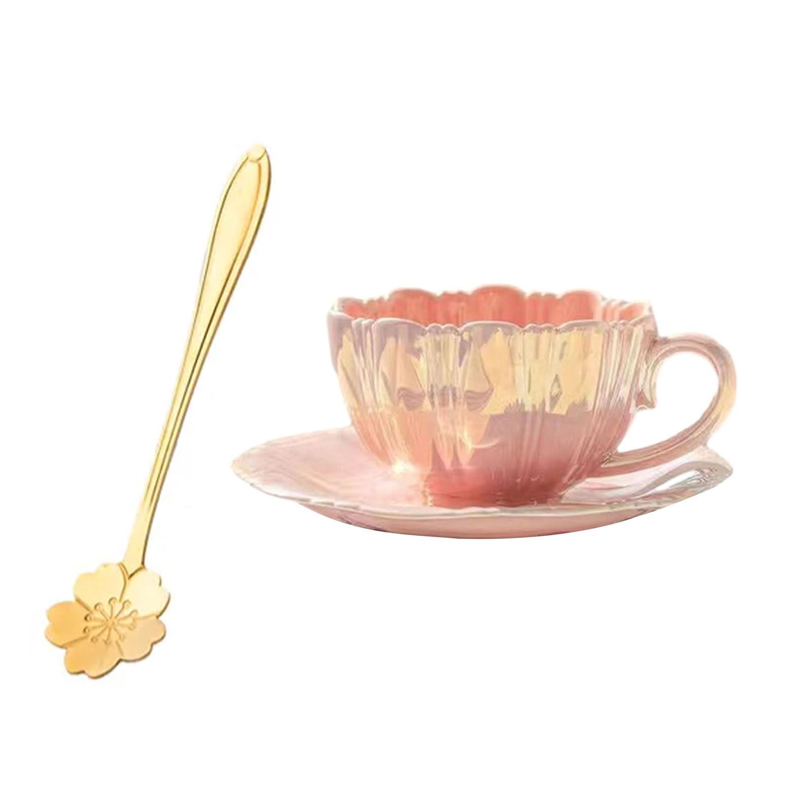 Nucelit Unique Petals Ceramic Cup Creative Petals Patterned Mug Elegant Coffee Cup with Saucer Ceramic for Coffee Tea Unique Drinkware