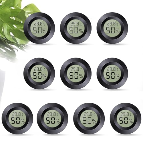 Dictien Mini Hygrometer Digital, ℃/℉ Verstellbar, 10pcs, Schwarz, Freistehend, Für Haus, Schule, Weinkeller, Gewächshaus, Keller, Lager (10,...