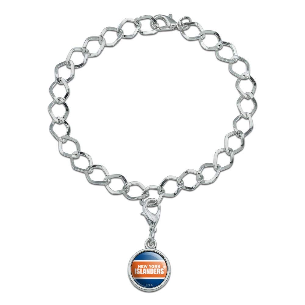 NHL New York Islanders Logo Silver Plated Bracelet with Antiqued Charm