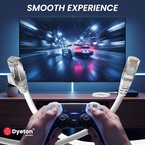 Image of Dyeton CAT6 Ethernet Cable RJ45 LAN Patch Cord with Gold Plated Contacts, High Speed Network Cable with Pure Copper Core, Compatible with Router, Modem, Laptop, Desktop(15Mtrs)