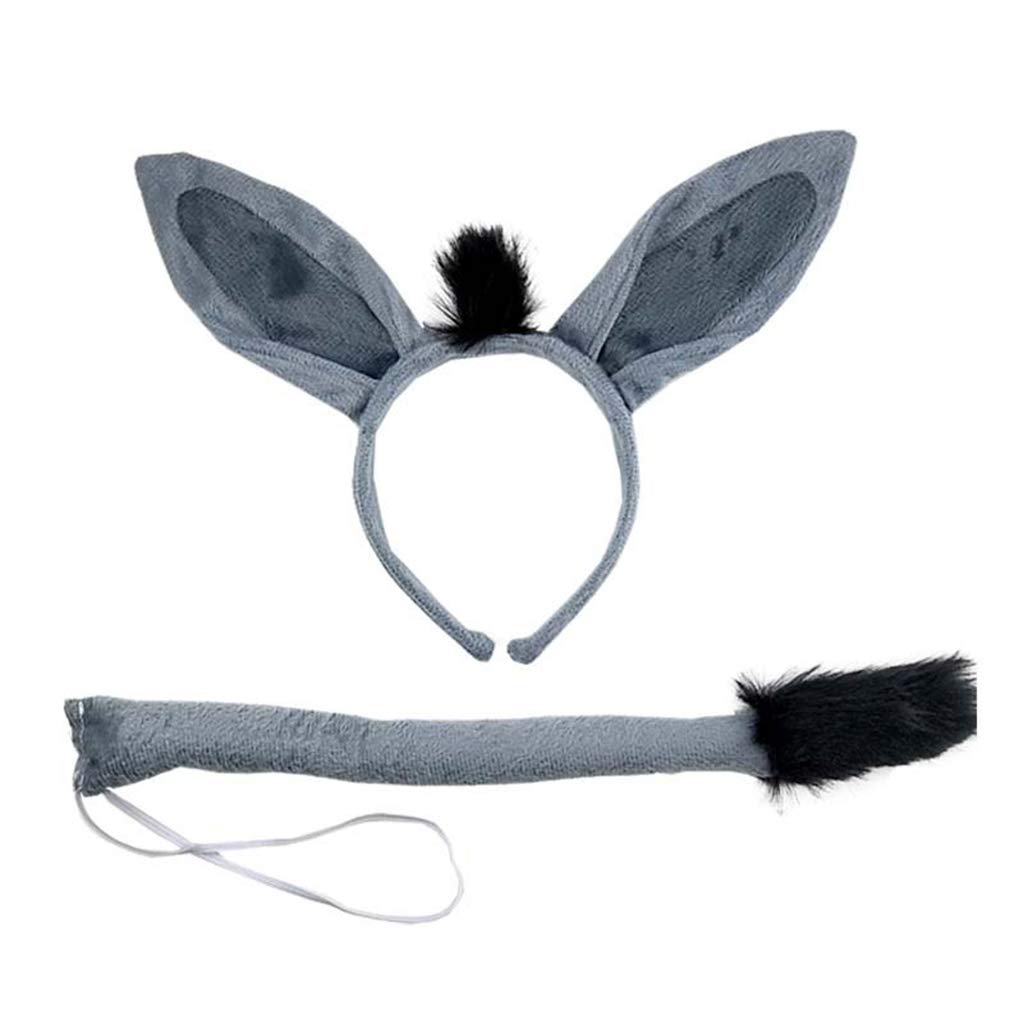 Fentency Dunkey Headband Animal Hair Hoop Faux Dunkey Ears Plush Horse Ears Realistic Halloween Headband Horse Cosplay