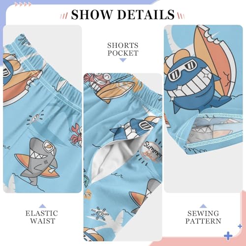Crab Shark Turtle Surfing Boys Long Pants Soft Trousers Elastic Waist Kids Lounge Bottoms with Pockets S-XL4