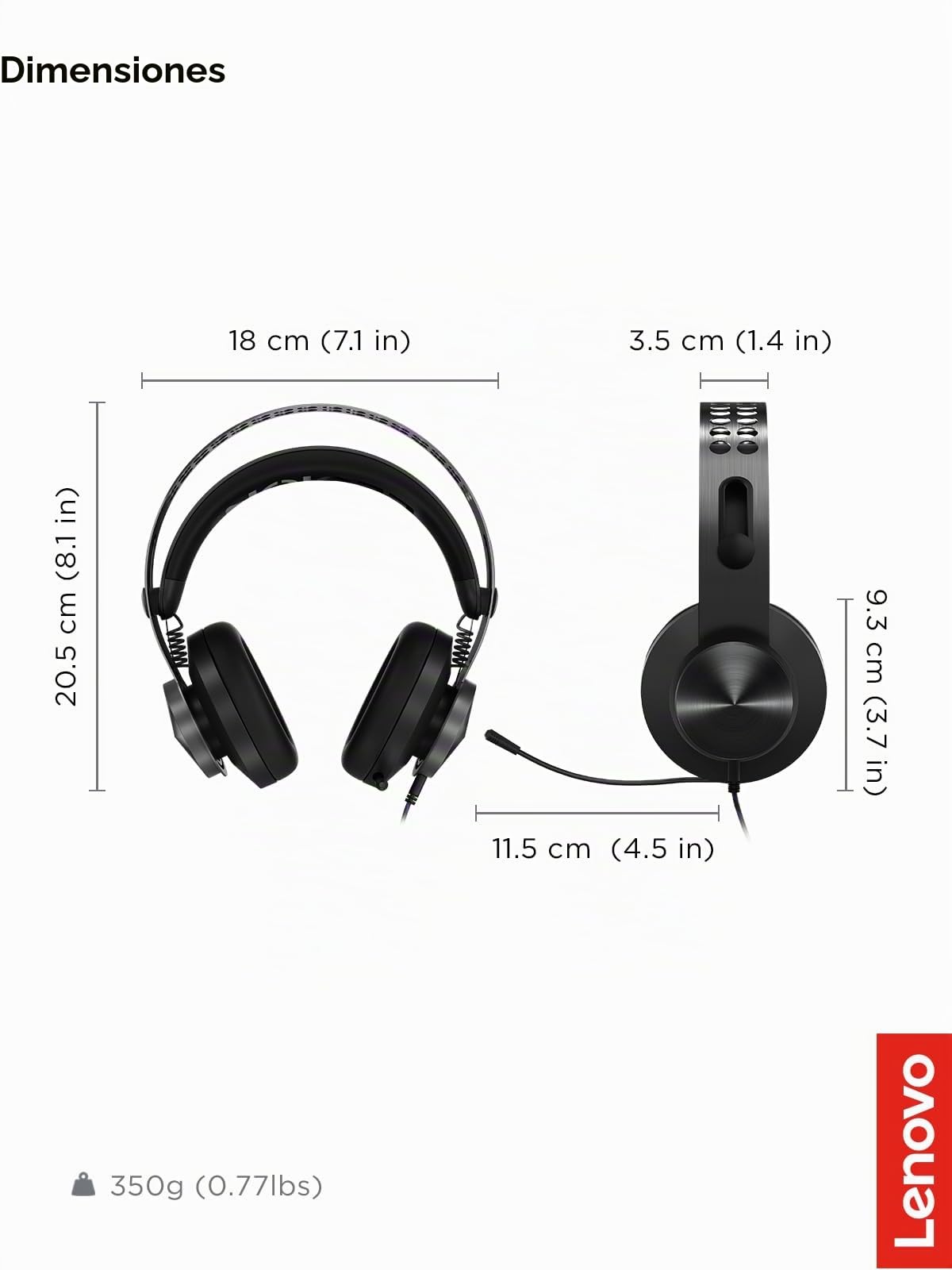 Audífonos de Sonido Envolvente para Juegos Lenovo Legion H500 Pro 7.1