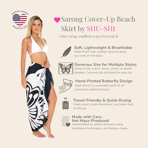 SHU-SHI Sarong Coverups for Women Beach Skirt Butterfly Wrap Swimsuit Long Pareo Cover Up2