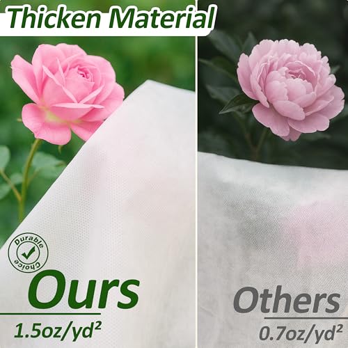 Image of Gardzen 1.5 oz Plant Covers Freeze Protection, Reusable 10ft x 50ft Floating Row Covers, Thicker Frost Blankets for Outdoor Plants, Pests Protection, White