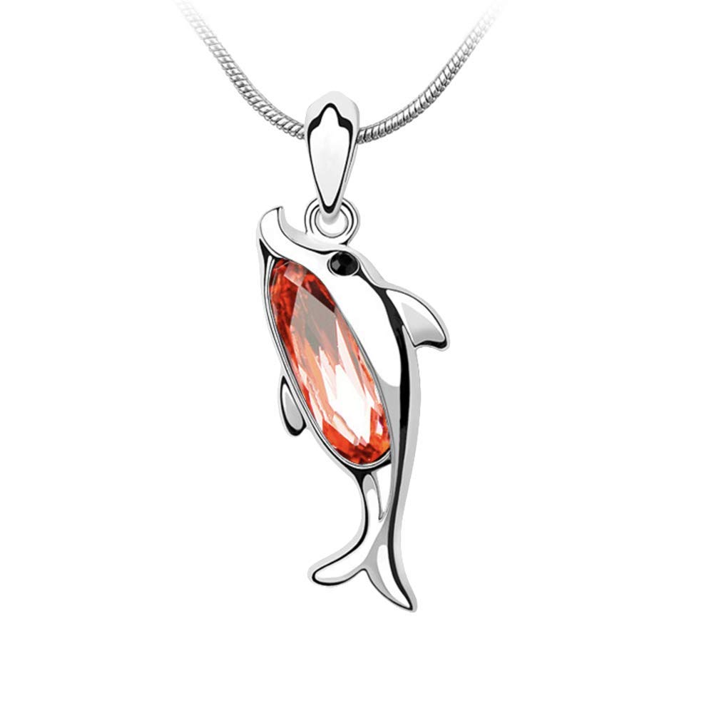 NaNa White Gold Plated Happy Dolphin Pendant with Swarovski Element Crystal Necklace Fashion Jewelry for Women