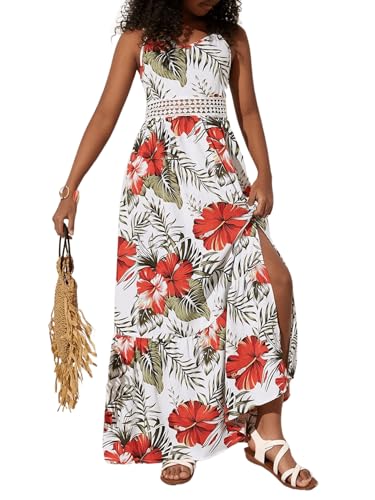 SHENHE Girl's Floral Sleeveless Split Thigh Ruffle Hem Summer Boho Maxi Cami Dress3