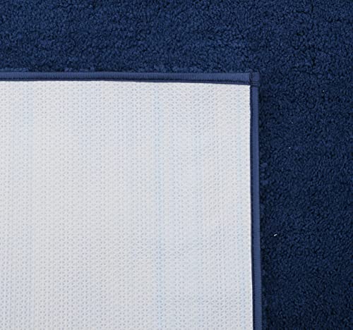 Image of Purav Light 2200 GSM Soft Fluffy Runner Mats (3 x 5 ft, Navy Blue)| Durable & Washable Bedside Runner for Bedroom, Mat for Bathroom, Living Room Floor Home Decoration with Anti Skid Backing