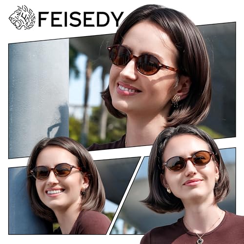 FEISEDY Retro Oval Sunglasses for Women 90s Narrow Round Lightweight Shades Y2k Trendy Sunnies B11713