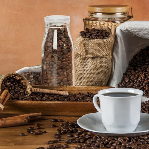 14 Pack 6.76 oz Small Glass Milk Bottle with Lids Reusable Drinking Bottle Clear Mini Glass Bottles Juice Glass Container Bottle Shake Glass Bottles for Drinking Water Juice Honey Supplies