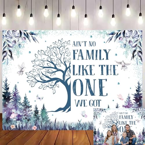 7X5FT Family Reunion Backdrop Photoshoot Blue Family Tree Reunion Background Welcome Family Gathering Decorations Welcome to Our Family Members Banner Supplies Home Decor by MAYSUN - Used condition - US$7.12