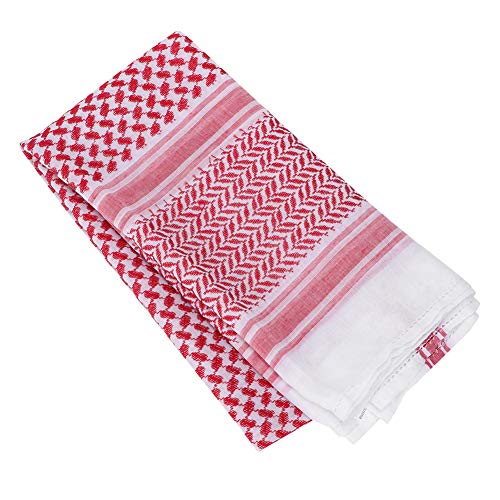 Hztyyier Hijab árabe de poliéster Turbante árabe Keffiyeh Hombres adultos Musulmanes Masculinos Trajes tradicionales Poliéster Plaid rojo Orar Pañuelo en la cabeza Cover